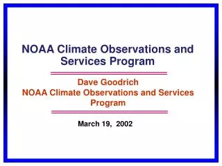 NOAA Climate Observations and Services Program