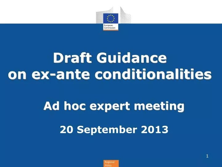 draft guidance on e x ante conditionalit ies