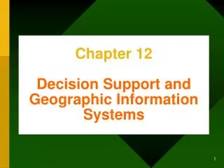 Chapter 12 Decision Support and Geographic Information Systems