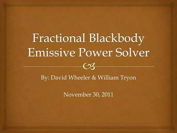 fractional blackbody emissive power solver