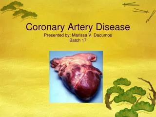 Coronary Artery Disease Presented by: Marissa V. Dacumos Batch 17