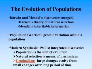 The Evolution of Populations