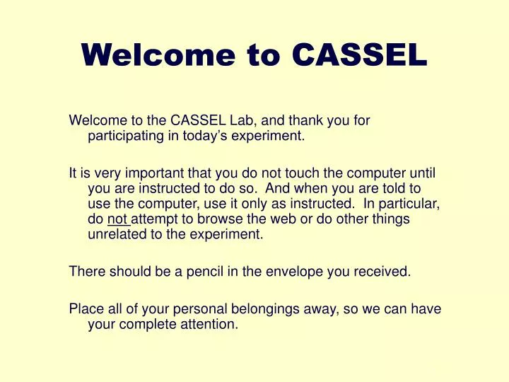 welcome to cassel