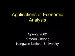 Applications of Economic Analysis