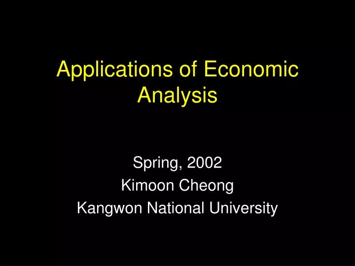 applications of economic analysis