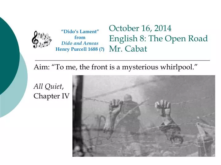 october 16 2014 english 8 the open road mr cabat