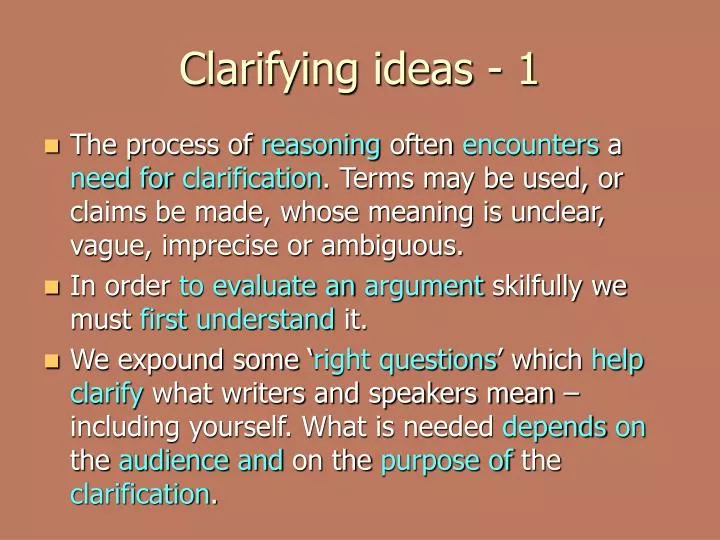 clarifying ideas 1