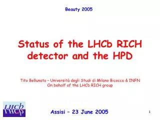 Status of the LHCb RICH detector and the HPD