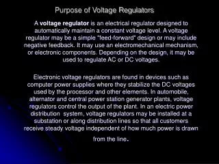 Purpose of Voltage Regulators