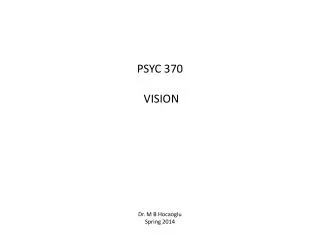 PSYC 370 VISION Dr. M B Hocaoglu Spring 201 4