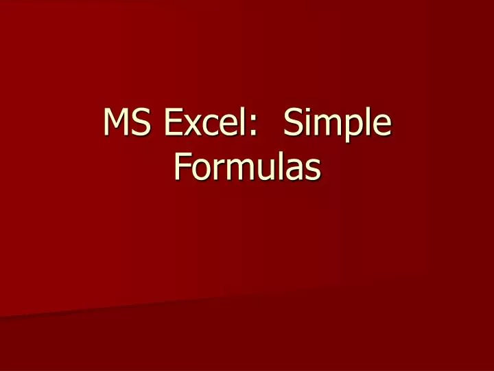 ms excel simple formulas