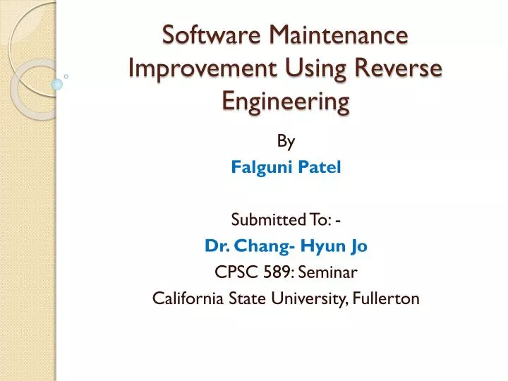 software maintenance improvement using reverse engineering
