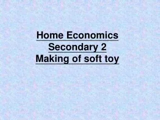 Home Economics Secondary 2 Making of soft toy