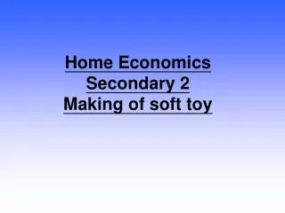 Home Economics Secondary 2 Making of soft toy