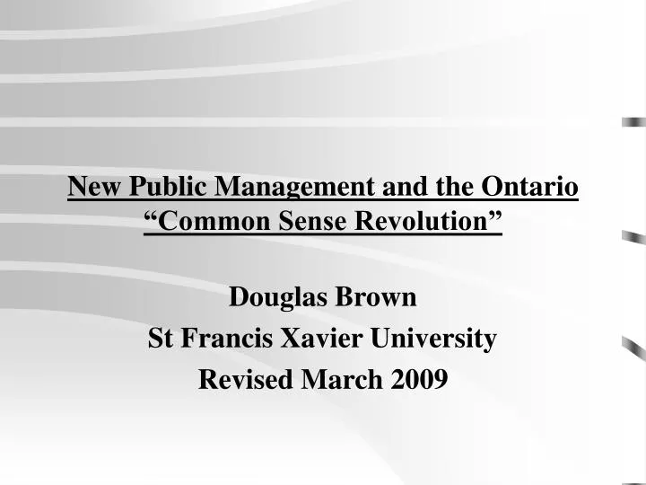 new public management and the ontario common sense revolution