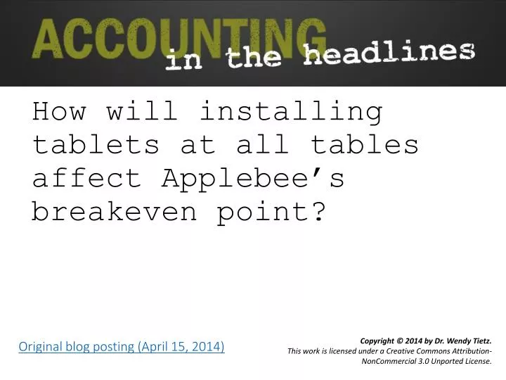 how will installing tablets at all tables affect applebee s breakeven point