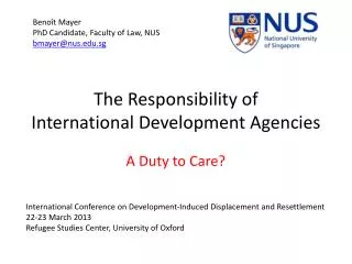 the responsibility of international development agencies