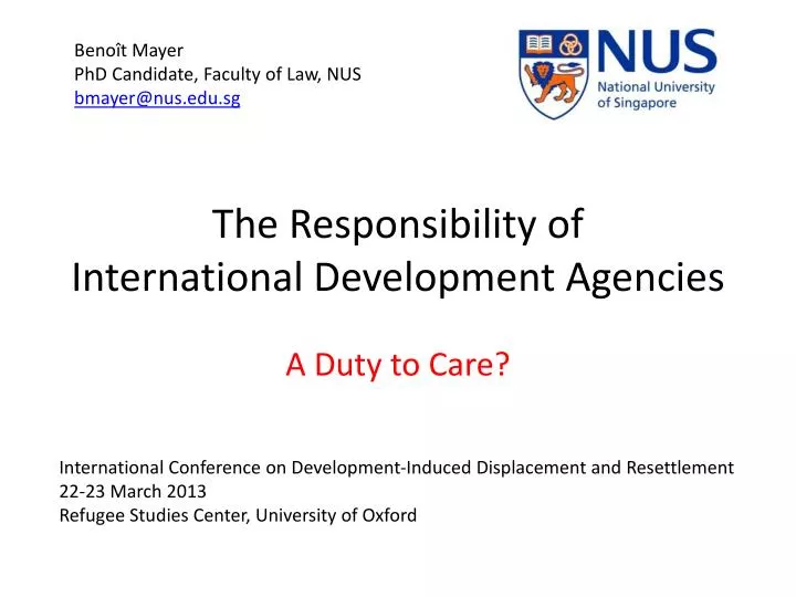 the responsibility of international development agencies