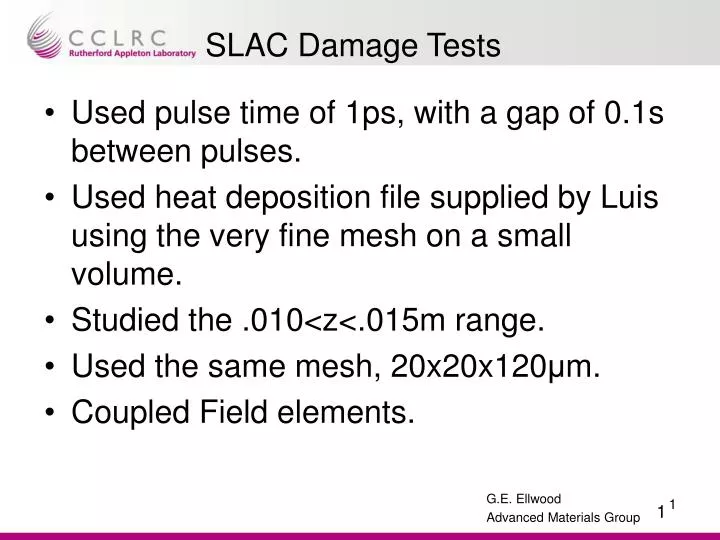 slac damage tests