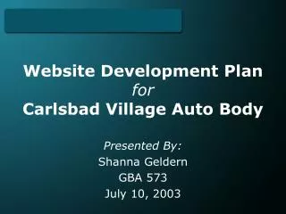 Website Development Plan for Carlsbad Village Auto Body