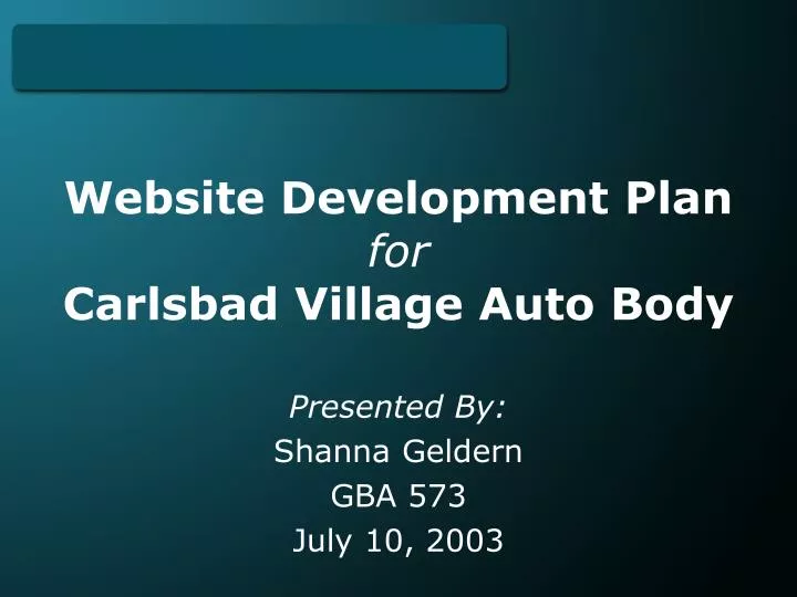 website development plan for carlsbad village auto body