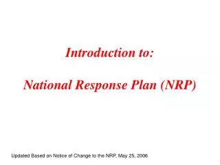 introduction to national response plan nrp