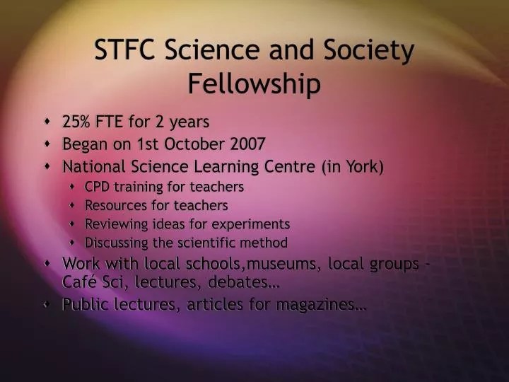 stfc science and society fellowship