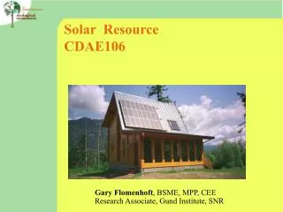 Solar Resource CDAE106