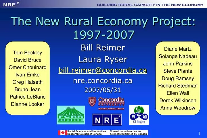 the new rural economy project 1997 2007