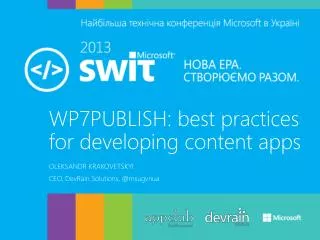 WP7PUBLISH: best practices for developing content apps