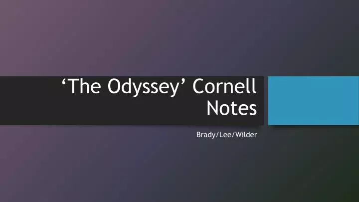 the odyssey cornell notes