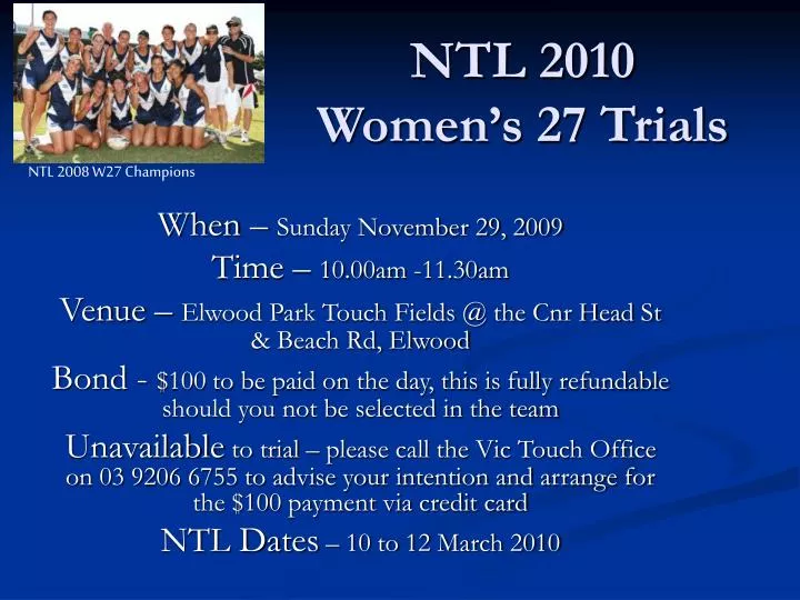 ntl 2010 women s 27 trials