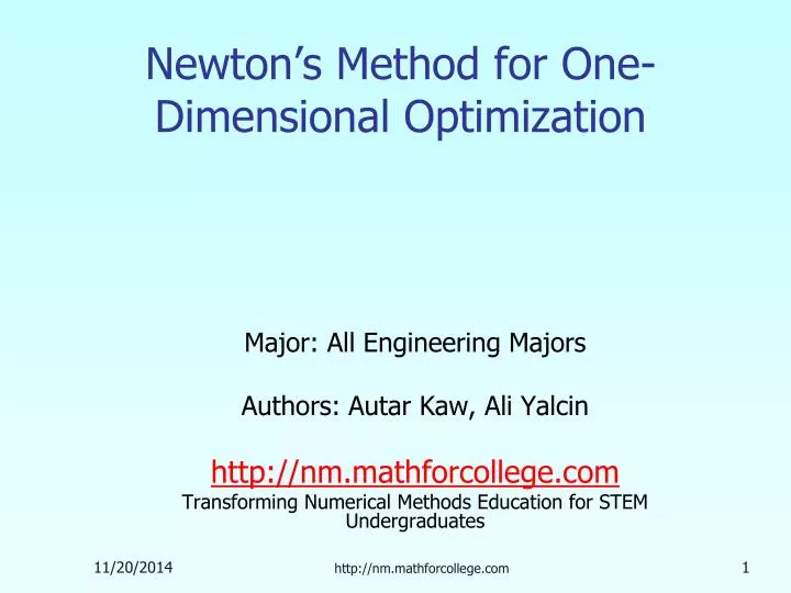 newton s method for one dimensional optimization