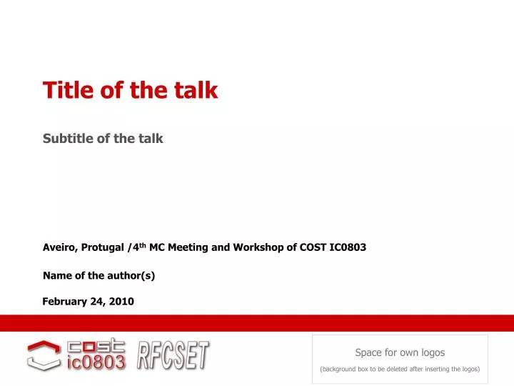 title of the talk