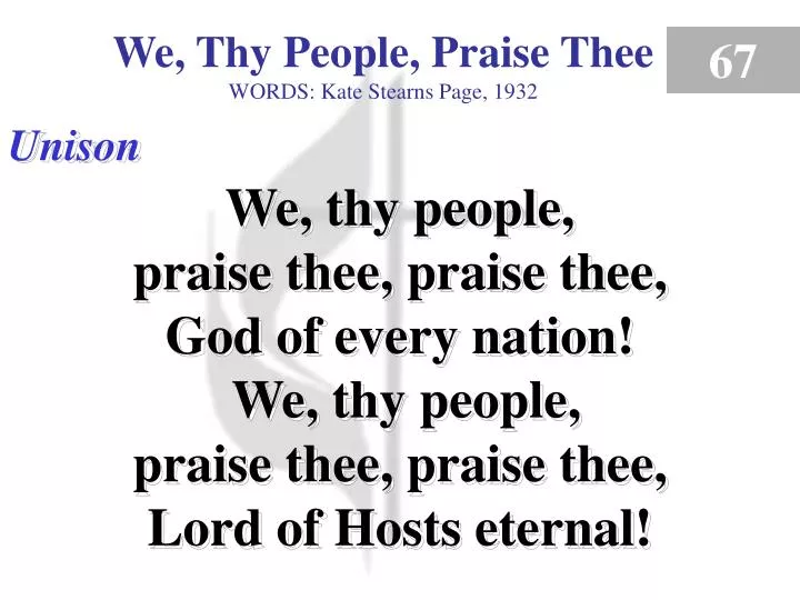 we thy people praise thee verse 1