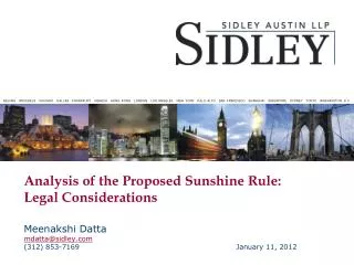 Analysis of the Proposed Sunshine Rule: Legal Considerations