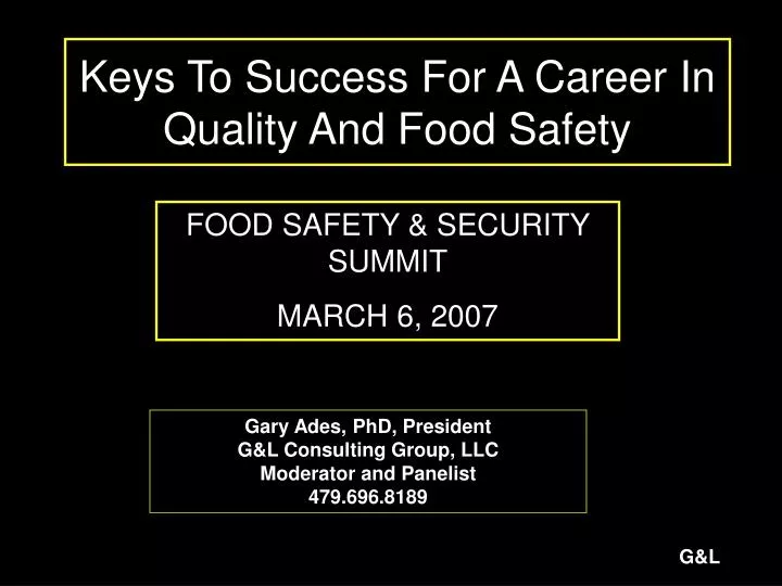 keys to success for a career in quality and food safety