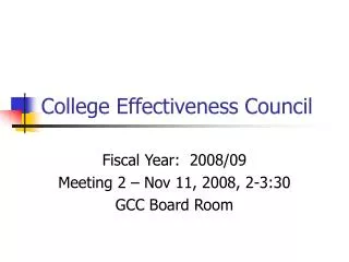 College Effectiveness Council