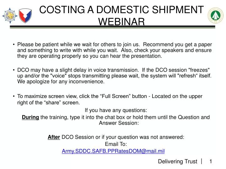 costing a domestic shipment webinar