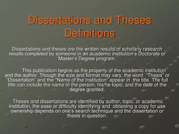 dissertations and theses definitions