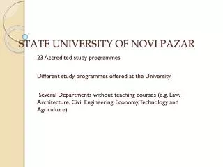 STATE UNIVERSITY OF NOVI PAZAR