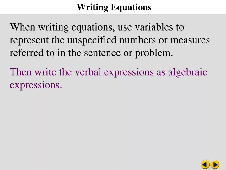 writing equations