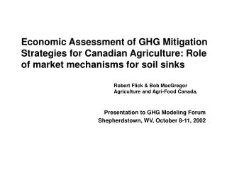 Presentation to GHG Modeling Forum Shepherdstown, WV, October 8-11, 2002