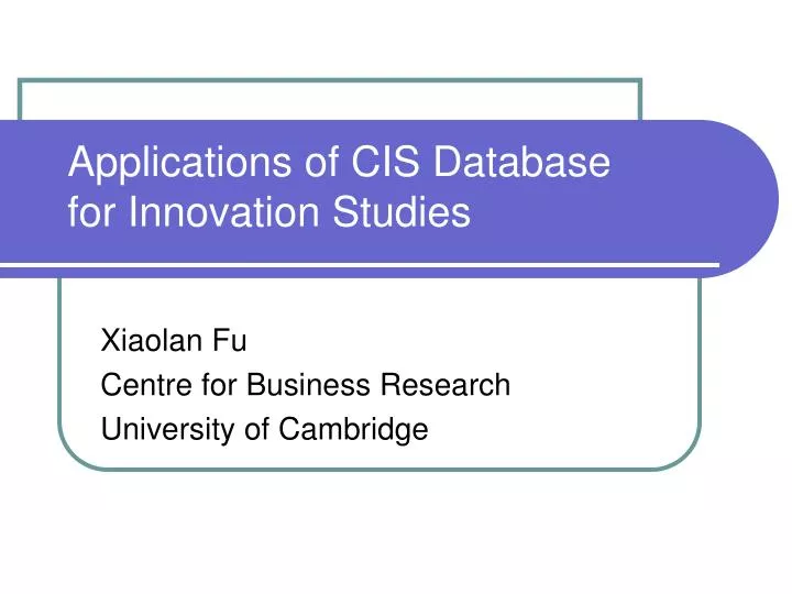 applications of cis database for innovation studies