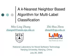 A k -Nearest Neighbor Based Algorithm for Multi-Label Classification