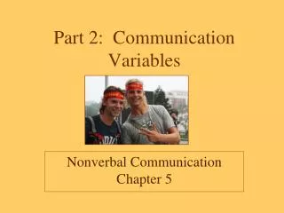 Part 2: Communication Variables