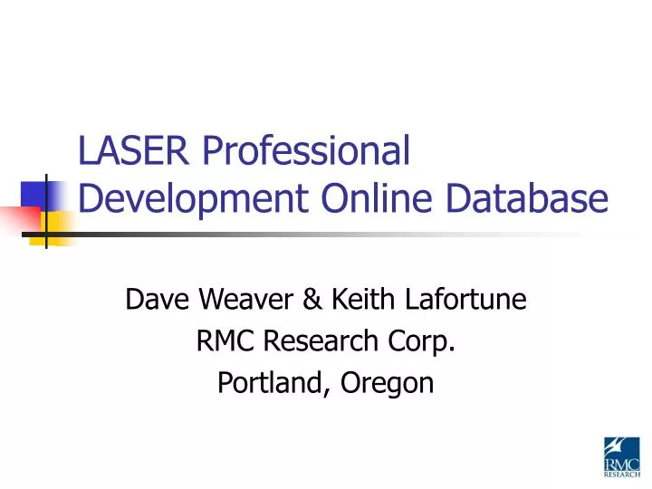 laser professional development online database
