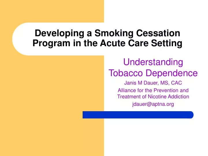 developing a smoking cessation program in the acute care setting