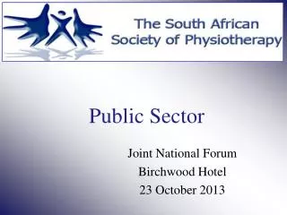Joint National Forum Birchwood Hotel 23 October 2013
