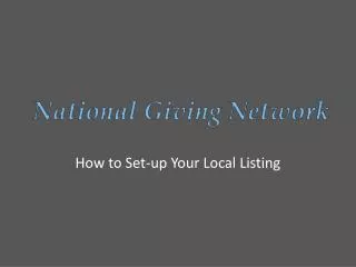 How to Set-up Your Local Listing